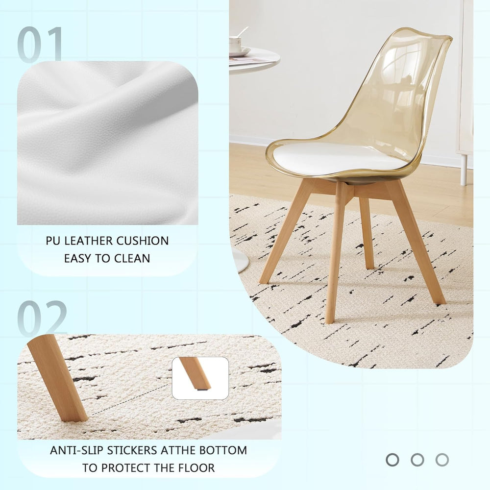 Clear Dining Chairs Set of 4, Modern Acrylic Dining Chair Transparent Chairs ...
