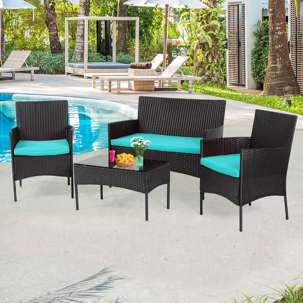 4 Pieces Conversation Set Modular Outdoor Furniture Set Water Resistant Patio...