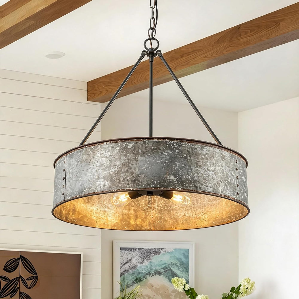 24" Metal Drum Chandelier 5-Light Farmhouse Chandelier for Dining Room