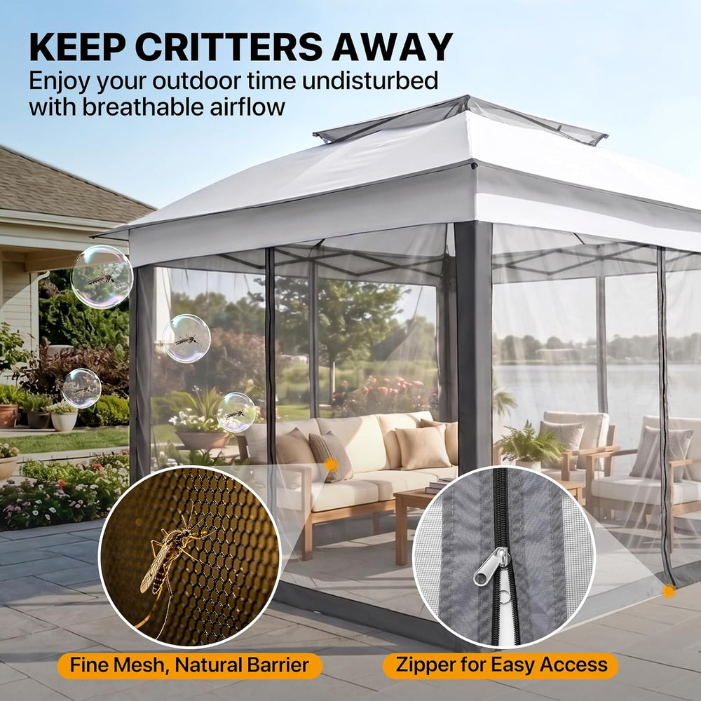 COOS BAY 11x11 Pop Up Gazebo with Netting, Canopy Tent, Gray