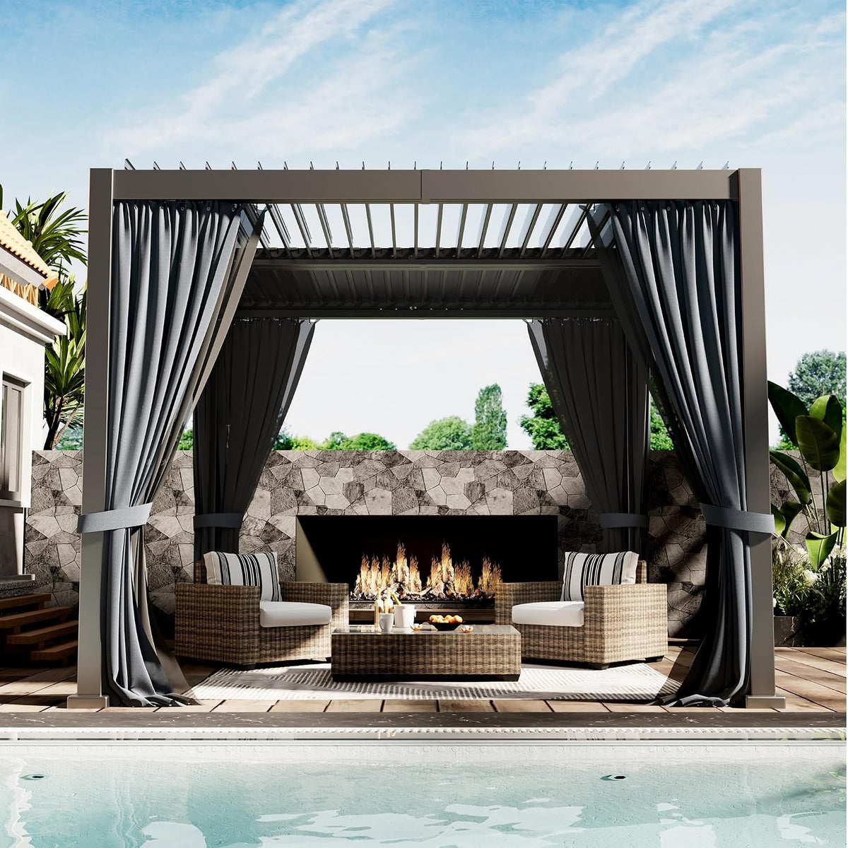 10'x10' metal pergola, outdoor patio pergola with hardtop, main product view