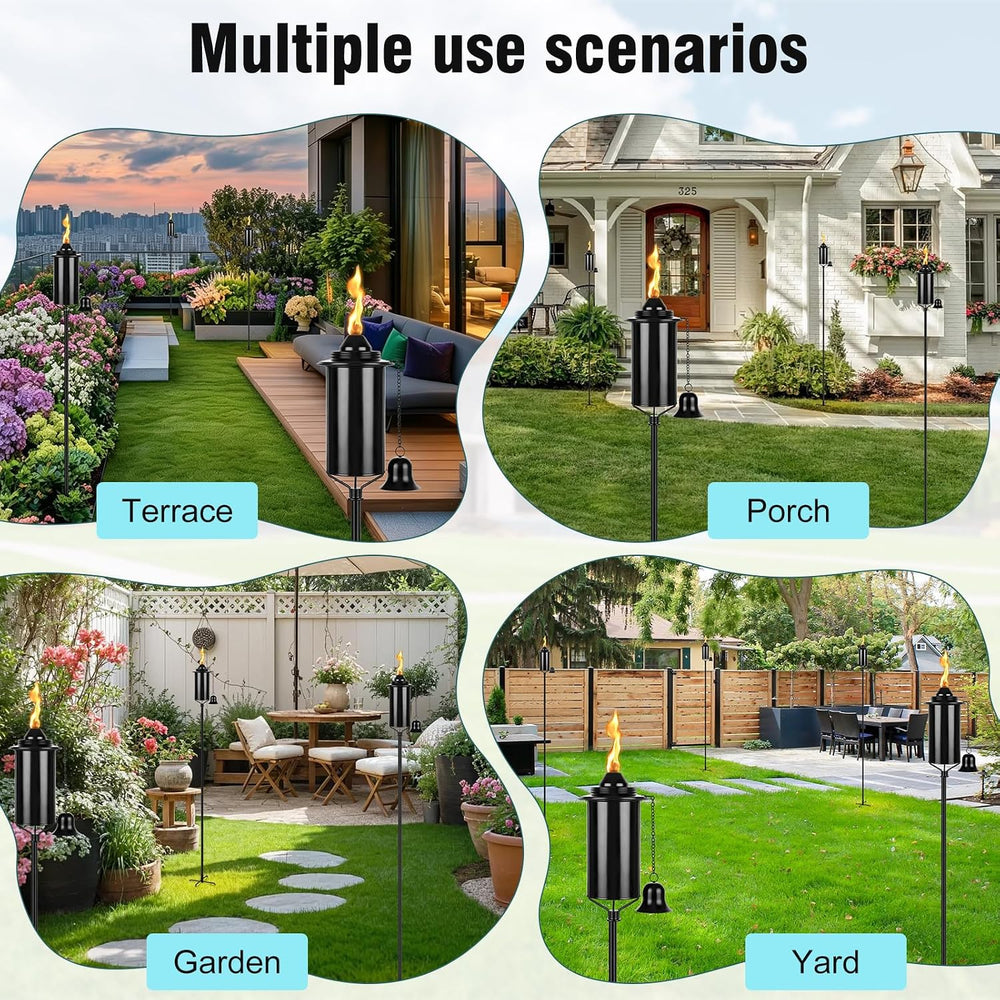 6 Pack Citronella Torches for Outside, 5-Prong Grounded Stake Outdoor Torches...