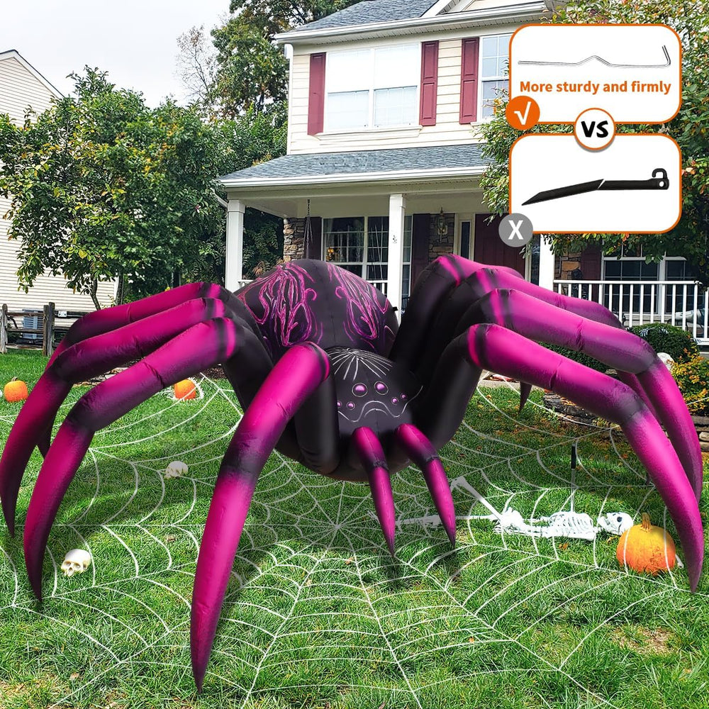 COMIN 9 FT Long Halloween Inflatables Purple Gradient Spider Outdoor Decorati...
