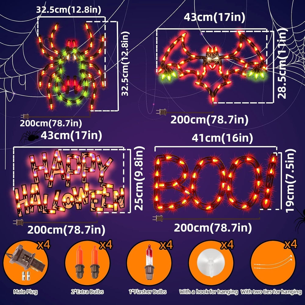 LAMPHOME Halloween Decorations Window Silhouette Holiday Displays, Lighted Bo...