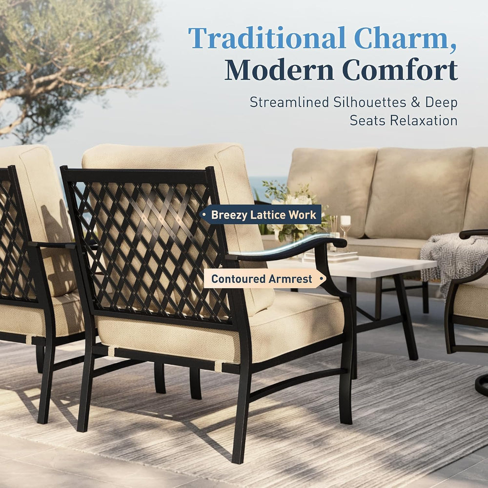 SUNSHINE VALLEY 4-Piece Metal Wrought Iron Outdoor Conversation Set, 5 Seats