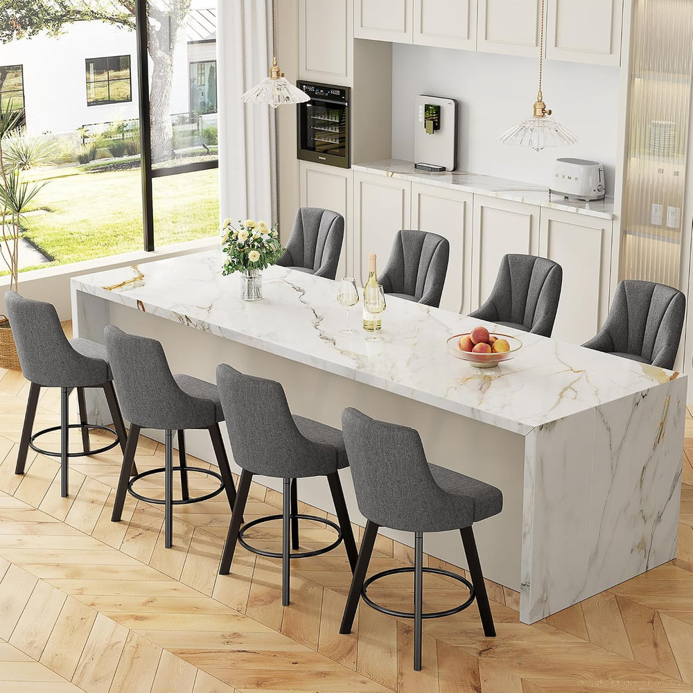 YaFiti 24" Swivel Counter Height Bar Stools Set of 8, Dark Gray
