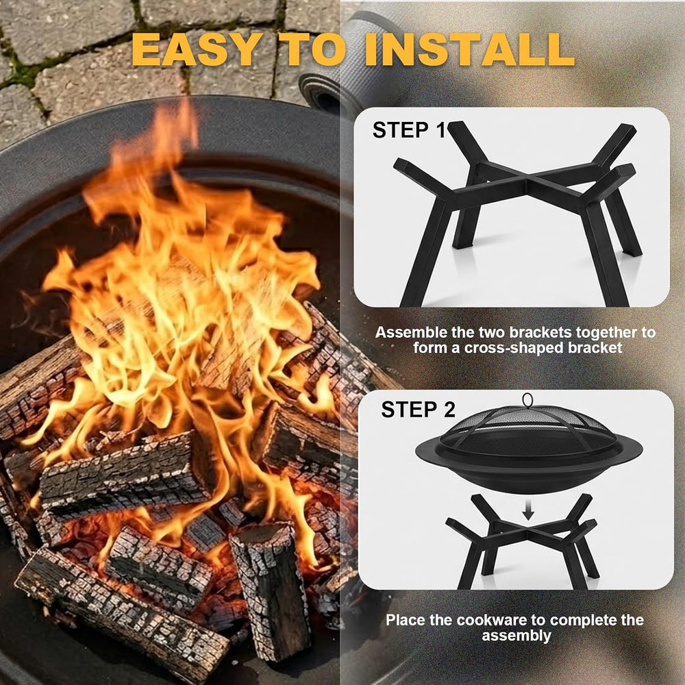 Outdoor Wood Burning Fire Pit, Heavy Duty Round Steel Fire Bowl for Backyard,...