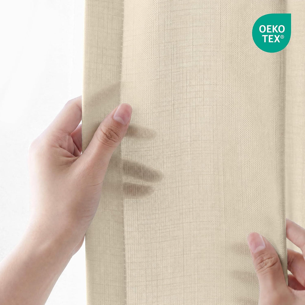 jinchan Taupe Semi Sheer Curtains Light Filtering 84 Inches Long 2 Panels