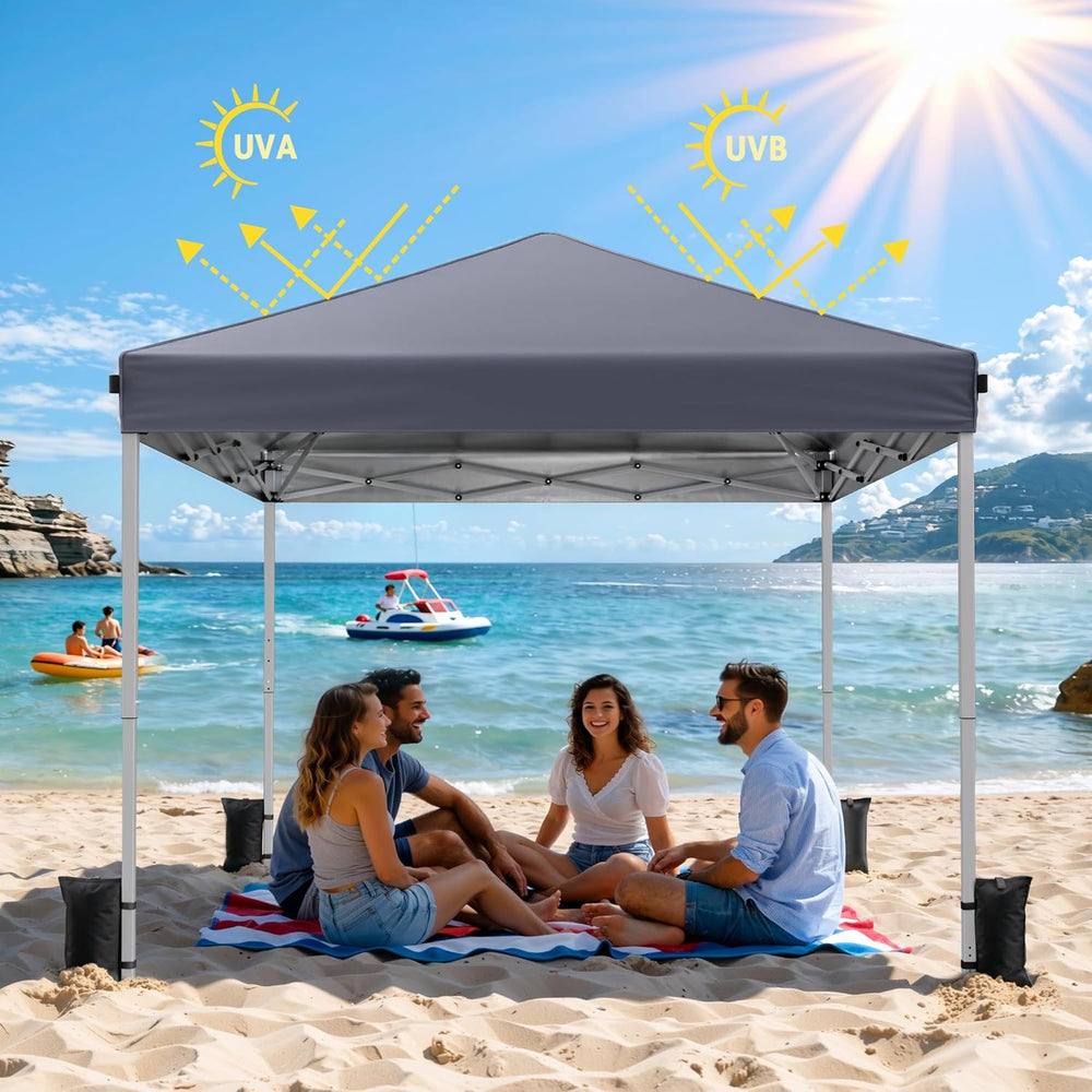 10x10 Pop Up Canopy Tent with One-Push Center Lock,Dark Gray