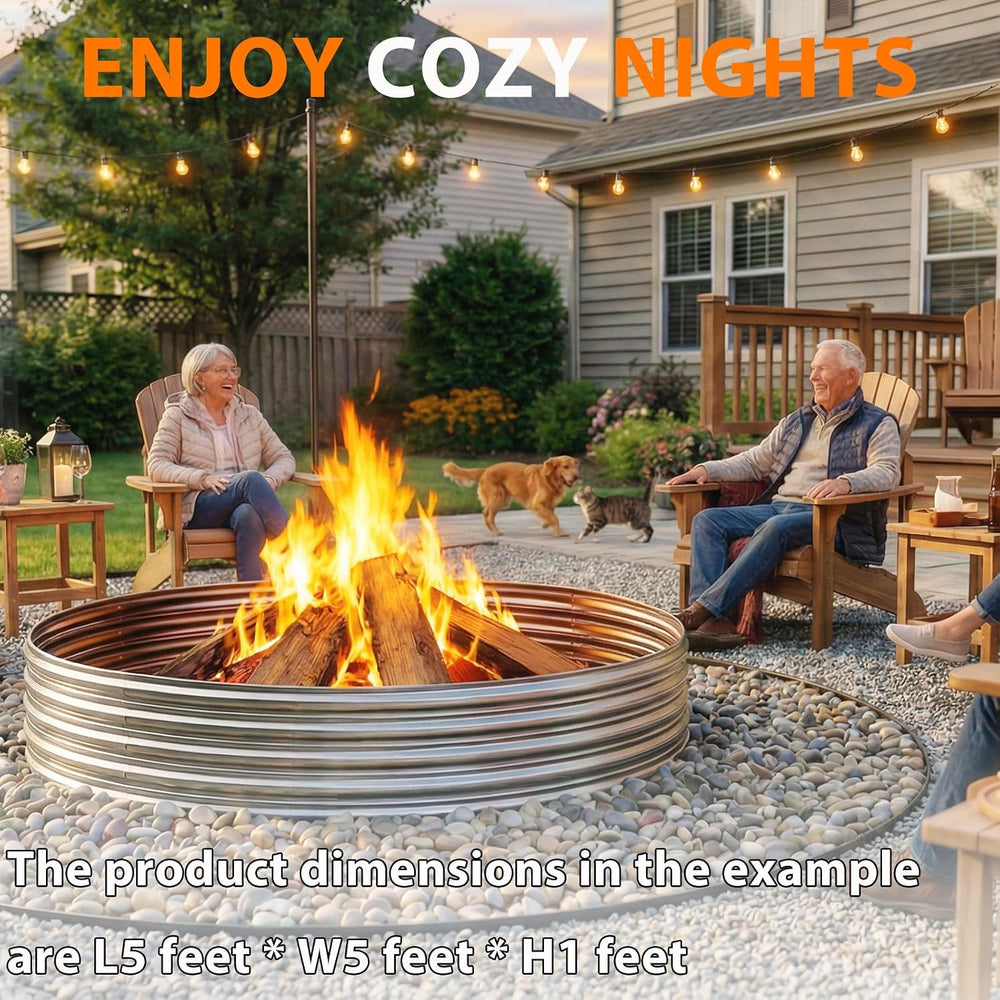 Fire Pit Ring for Outside Wood Burning, 36in Outdoor Fire Pit, Heavy Duty Ste...