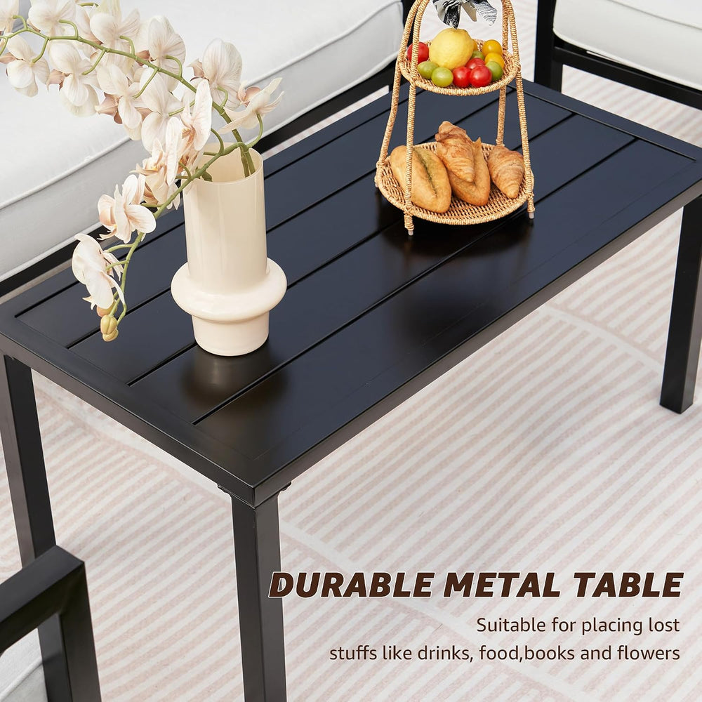4 Piece Patio Furniture Set Metal Patio Conversation Set, 5.5"Cushion Grey