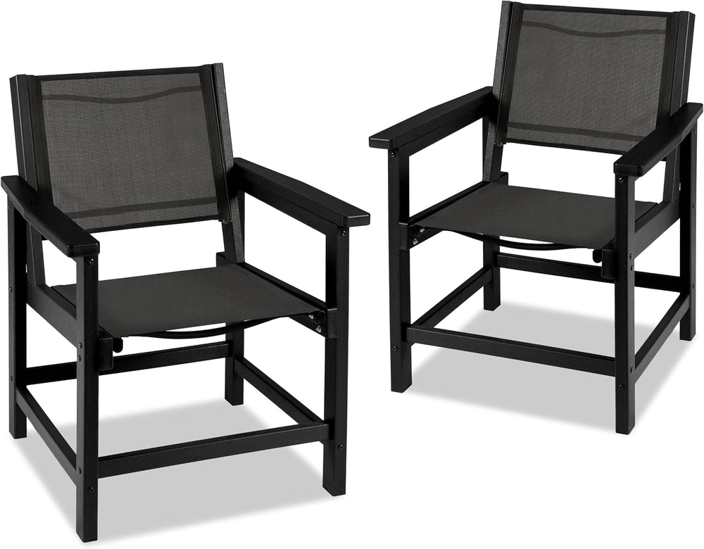 LZRS Dining Chairs,HDPE Outdoor Chairs Set of 2, All Wather Heavy Duty with C...