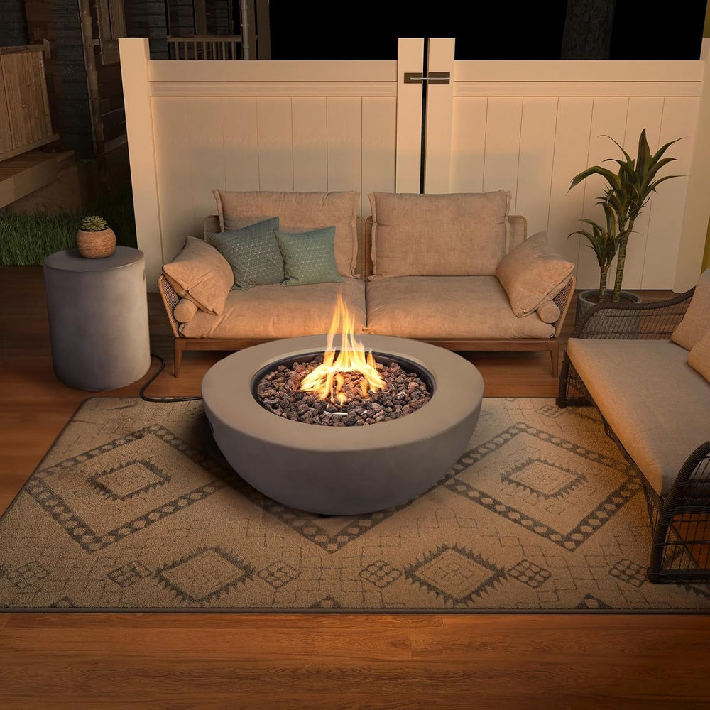 2-Piece Outdoor Propane Fire Pit Table Set w/Tank Cover Table, 31.5-inch 50,0...