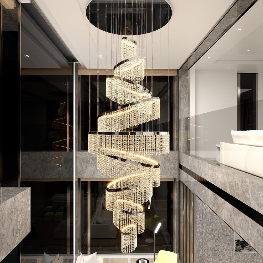 Flashing God H120'' Large 9-Tier Crystal Chandelier for High Ceiling ...