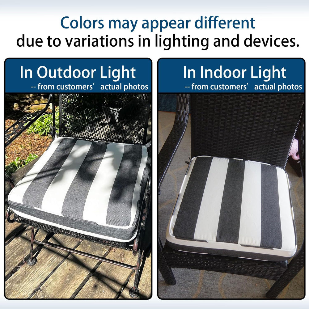19x19x3 Inch utdoor Square Corner Chair Cushions with Ties Set of 2, Water&am...