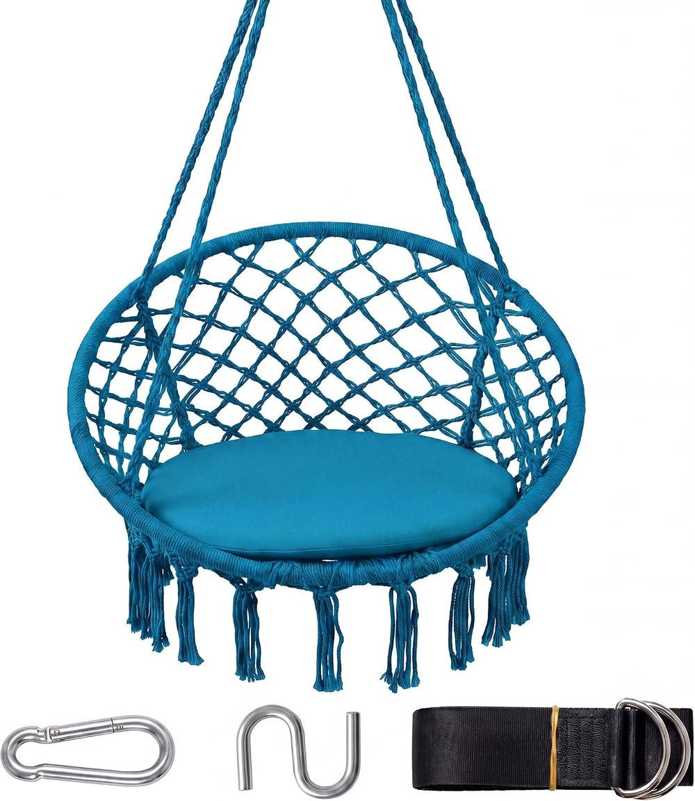 Giantex Hammock Chair Macrame Swing, Boho Swing Chair with Round Seat Cushion...