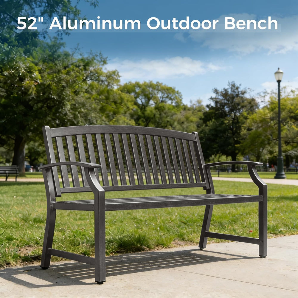 Grand patio Farmhouse Outdoor Bench, Garden Benches with Anti-Rust Aluminum, ...