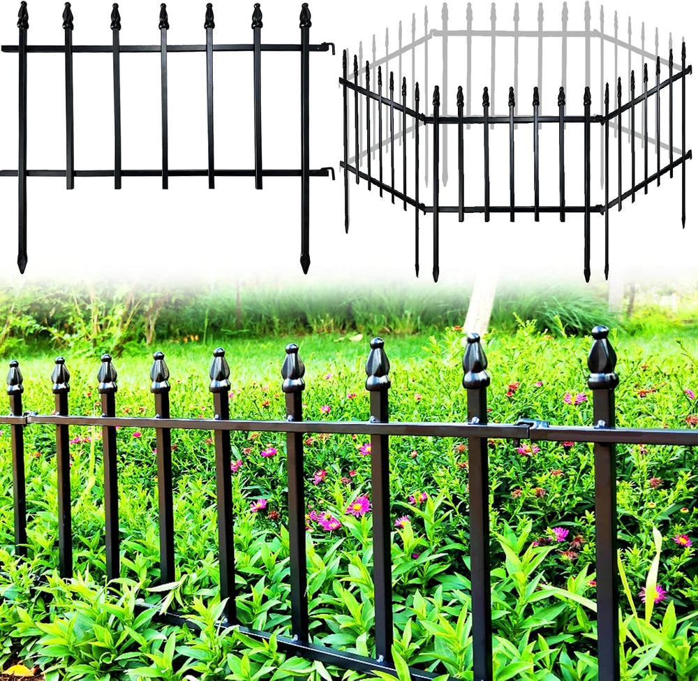 Thealyn 18"H x 22"W Decorative Metal Garden Border Fence, 5 Panels,...