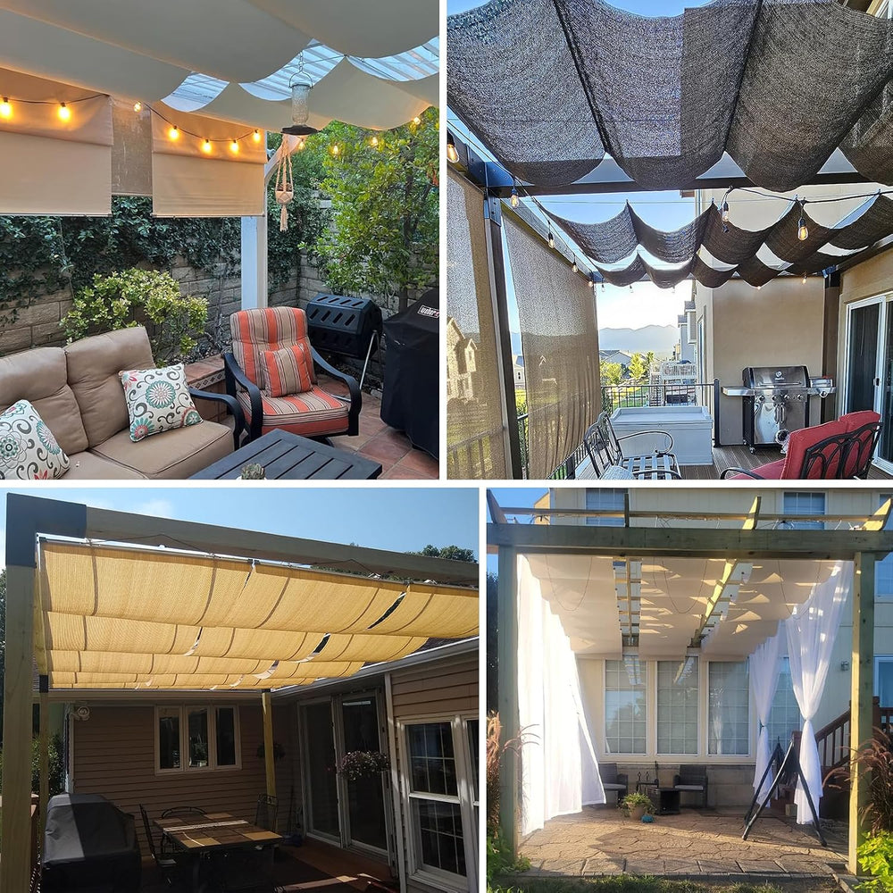 Patio 3'W x 12'L Waterproof Pergola Shade Cover Retractable Canopy Re...