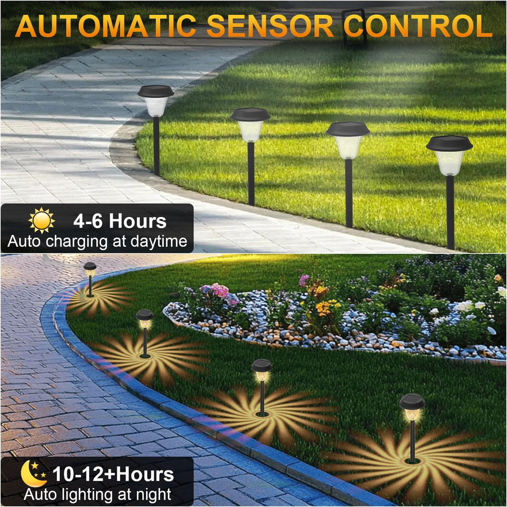 Solar Lights Outdoor Pathway, 4 Pack Garden Pathway Lights Solar Powered