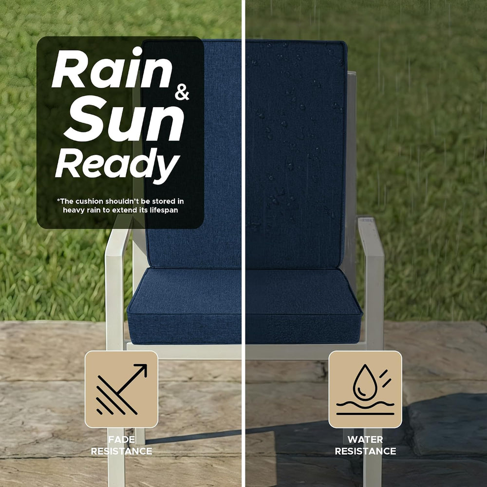 Outdoor Chair Cushions Set of 2, 18 x 16.5 Inch, Navy Blue