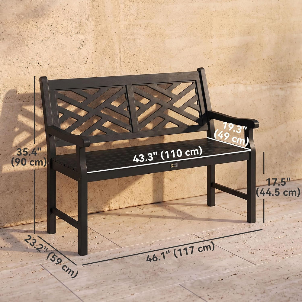 Outsunny Outdoor Garden Bench Wooden Frame Patio Bench 43.25 Inch Black