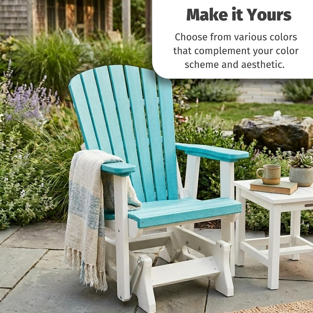 DutchCrafters Slat Fan Back Poly Adirondack Glider Outdoor Patio Chair (Black...