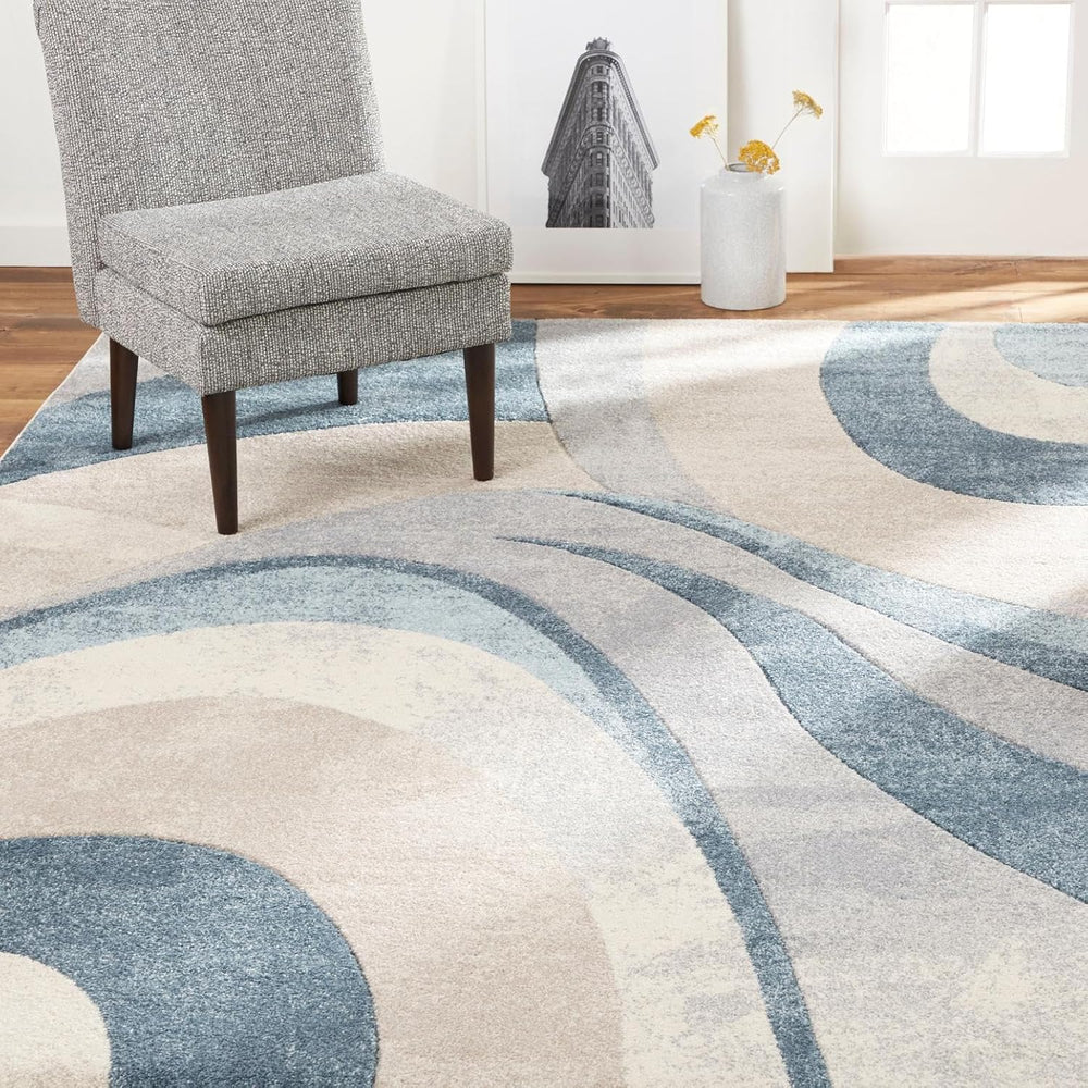 Home Dynamix Tribeca Slade Modern Area Rug, Abstract Blue 5'2"x7'...