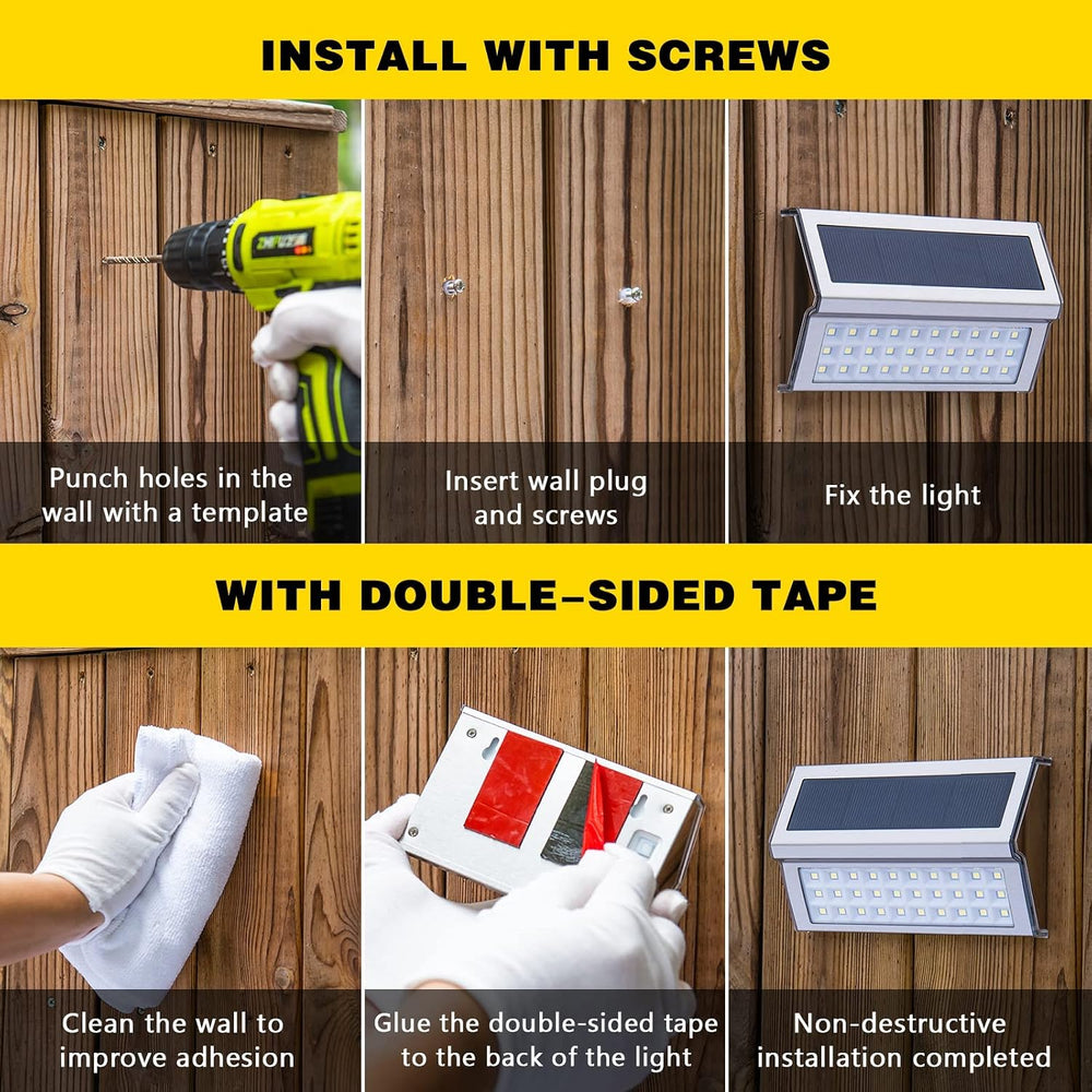 ROSHWEY Solar Deck Lights, Suitable for Fence Step Stair-Warm White-6Pack