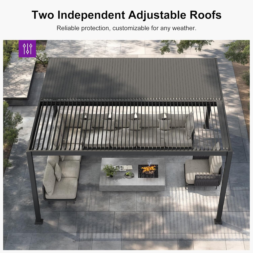 PURPLE LEAF Louvered Pergola 10' x 16' Aluminum Pergola w/Independent...