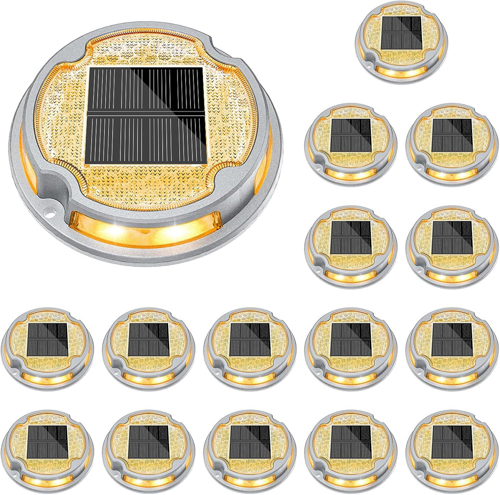 VOLISUN Solar Driveway Deck Dock Marine Lights 2 Colors Modes,16 Pack