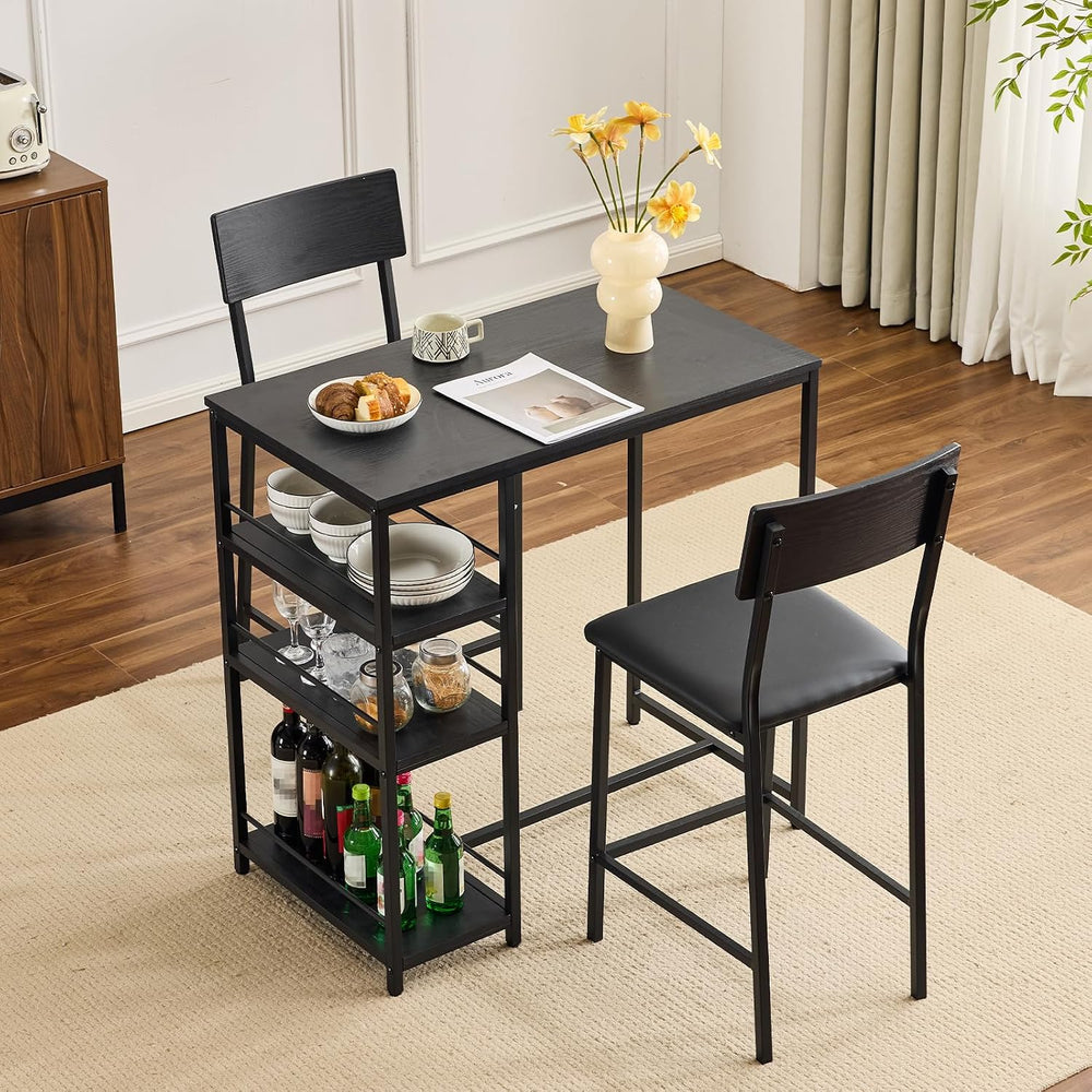 VINGLI Dining Table Set for 2, Kitchen Breakfast Counter Height Small 3 Piece...
