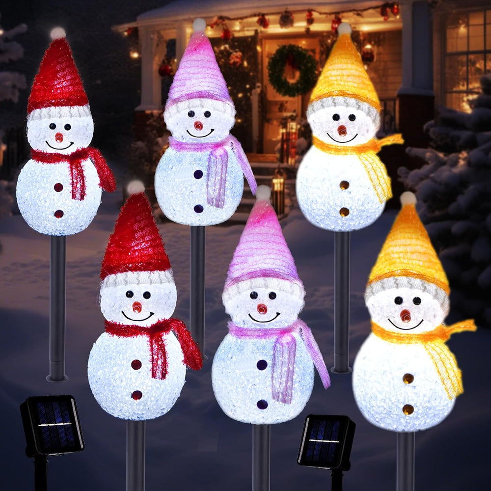 Solar Christmas Snowman Pathway Lights Outdoor Decoration, 6 Pack