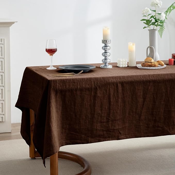 EVERLY 100% Pure Linen Rectangle Tablecloths 60x108Inches for Dining,Buffet P...