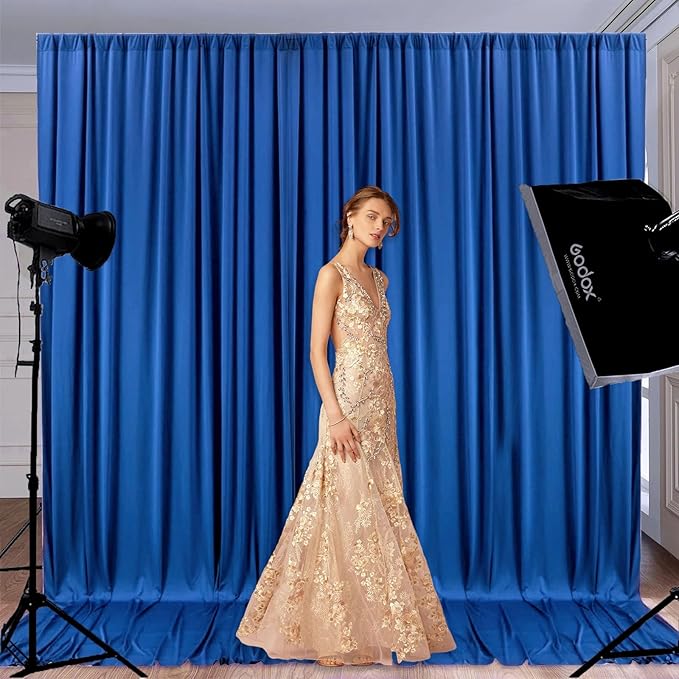 10 x 10 Feet Blue A Backdrop Curtain for Partie, Background Curtains for Phot...