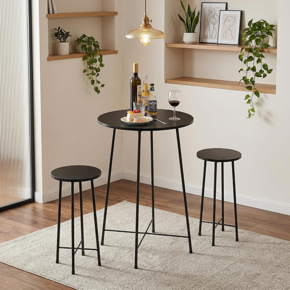 VECELO 3 Piece Pub Table and Chairs Sets Counter Height Bistro Bar Sets with ...