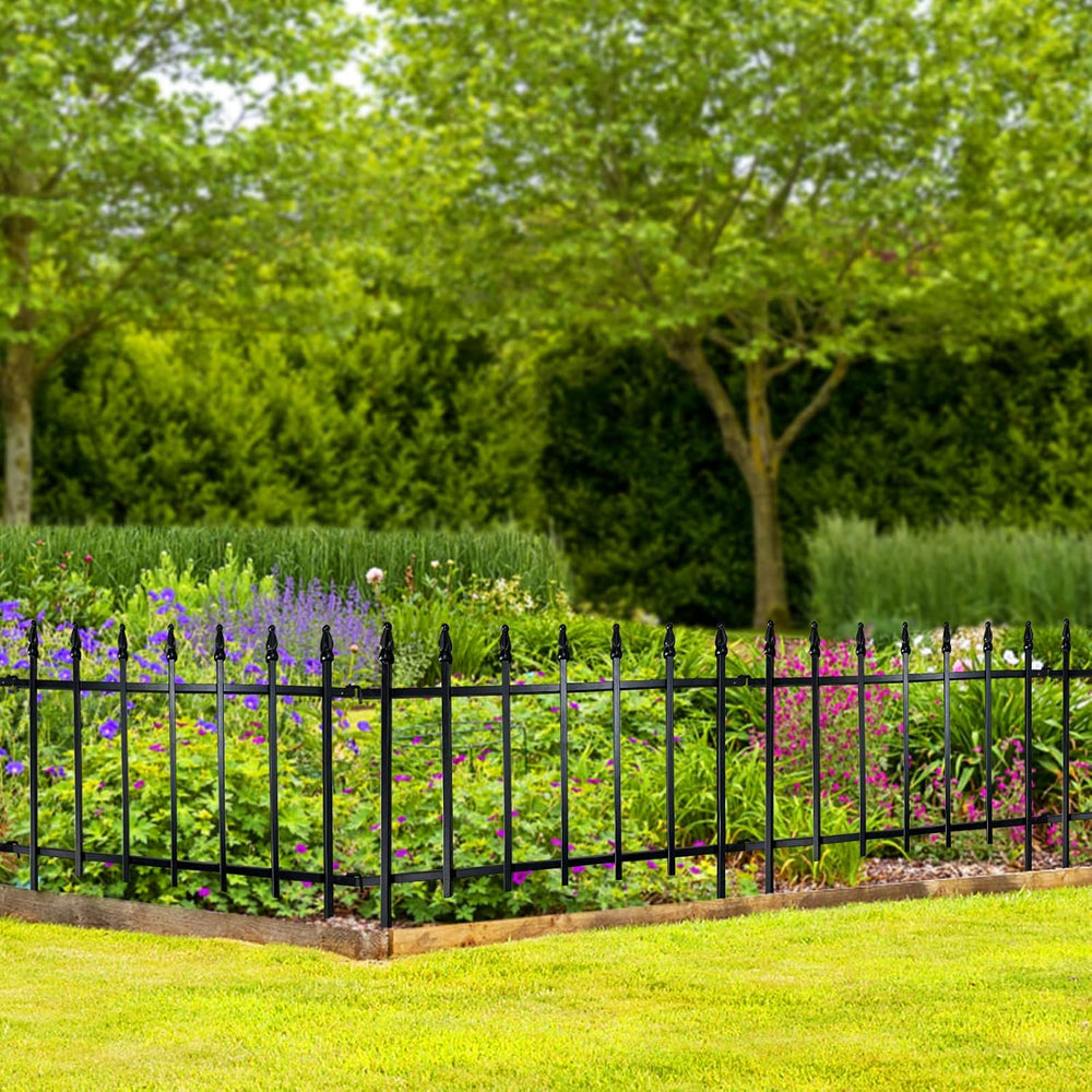 ARIFARO 5 Panels Metal Garden Fence 18" H x 22" W, Decorative Fence...