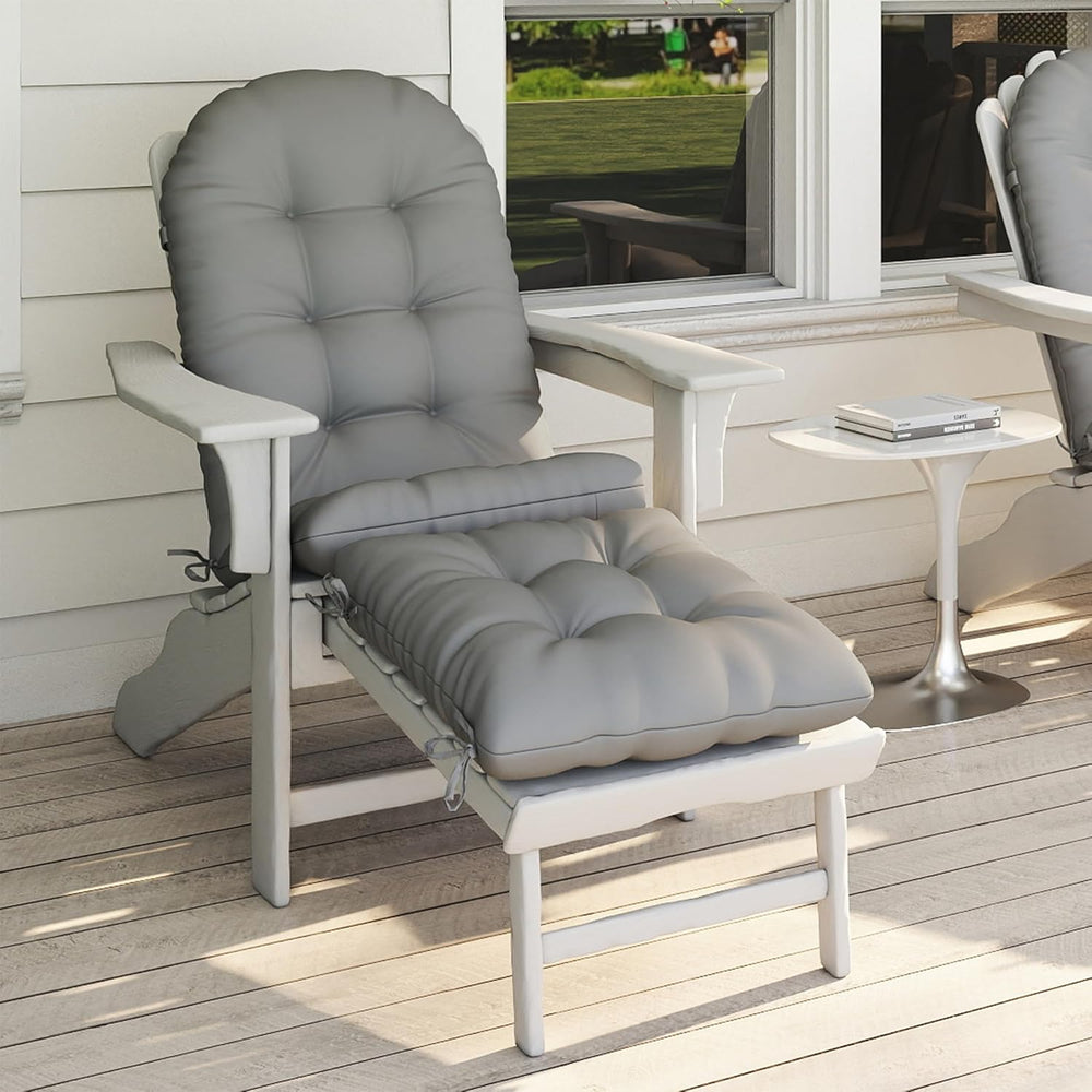 Adirondack Chair Cushion with Ottoman, Folding Adjustable Adirondack Seat Cus...
