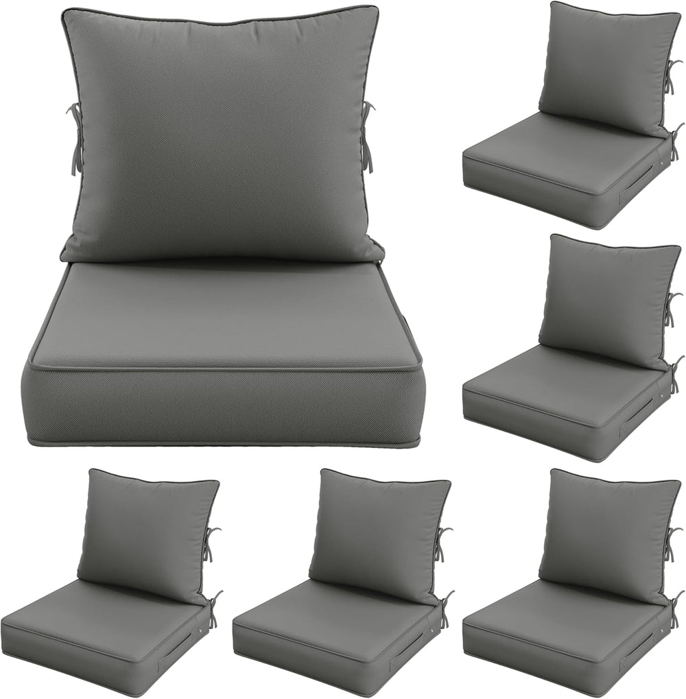 Outdoor Seat Chair Cushion Set of 6,22x22 Inch Waterproof Cushions