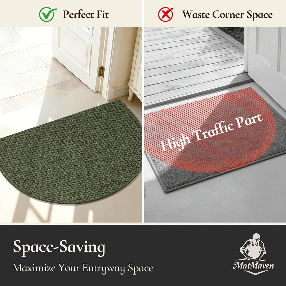 Dirt Trapper Door Mat 32" x 48", Non-Slip, Half Circle, Green