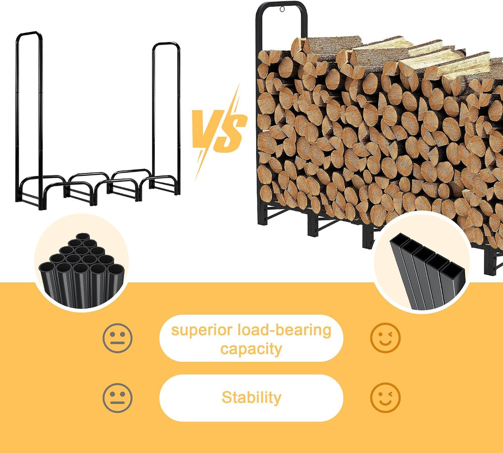 Werph 12FT Firewood Rack Outdoor, Heavy Duty Firewood Storage Rack