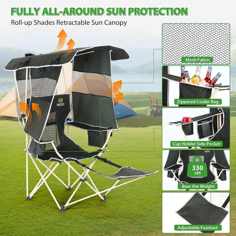 Nice C Canopy Chair with Footrest, Umbrella Camping Chair (2 Pack)