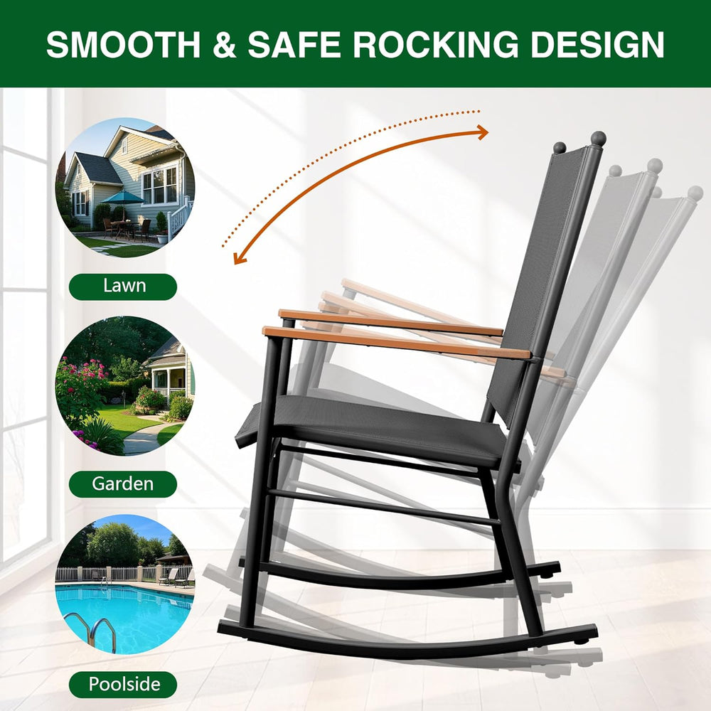 Shintenchi Outdoor Rocking Chairs Set of 2,Upgraded High Back Patio Rocking C...