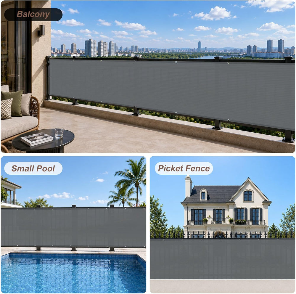 SUNNY GUARD 3.3' x 19.7' Balcony Privacy Screen, HDPE Patio Railing C...