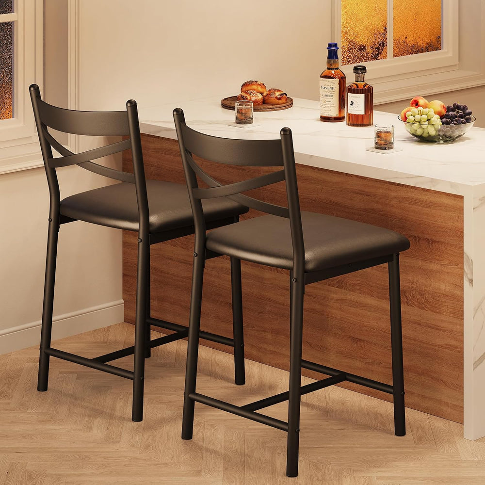 IDEALHOUSE 26" Bar Stools Set of 2, Counter Height Barstools with Back,B...