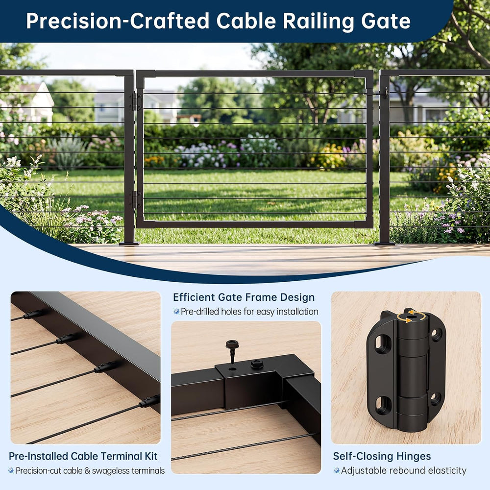 4 ft W × 32 in H Aluminum Cable Railing Gate for 36" Railing System