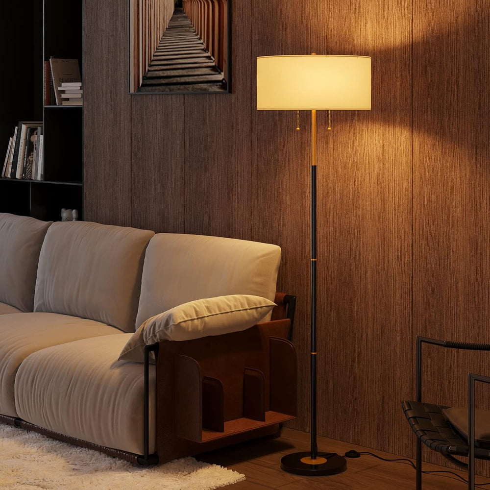 2-Light 3 Color Temperature Mid Century Floor Lamp for Living Room