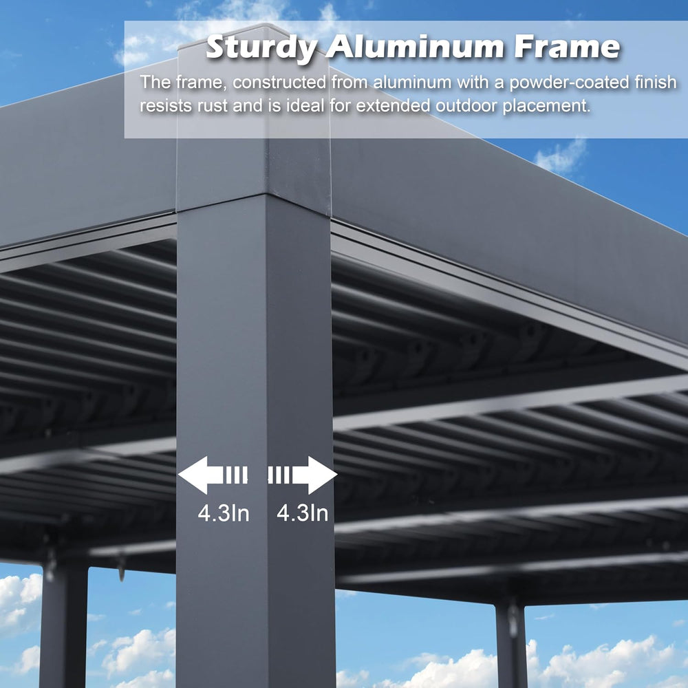 10'x 13' Patio Louvered Pergola Aluminum Black Hardtop Gazebo