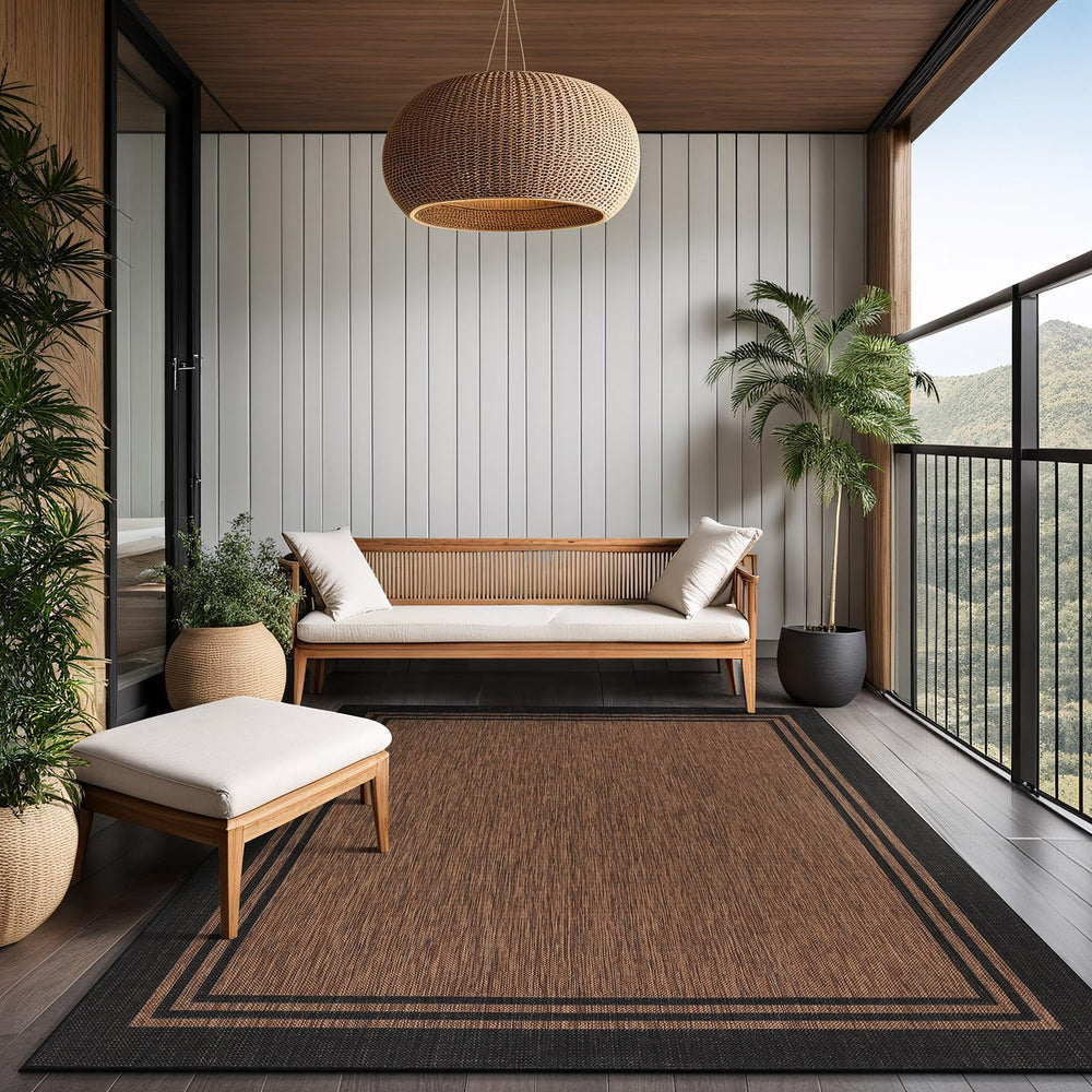 Luul Home Bordered Outdoor Rug 8x10 Washable Outside Carpet for Indoor Patio ...