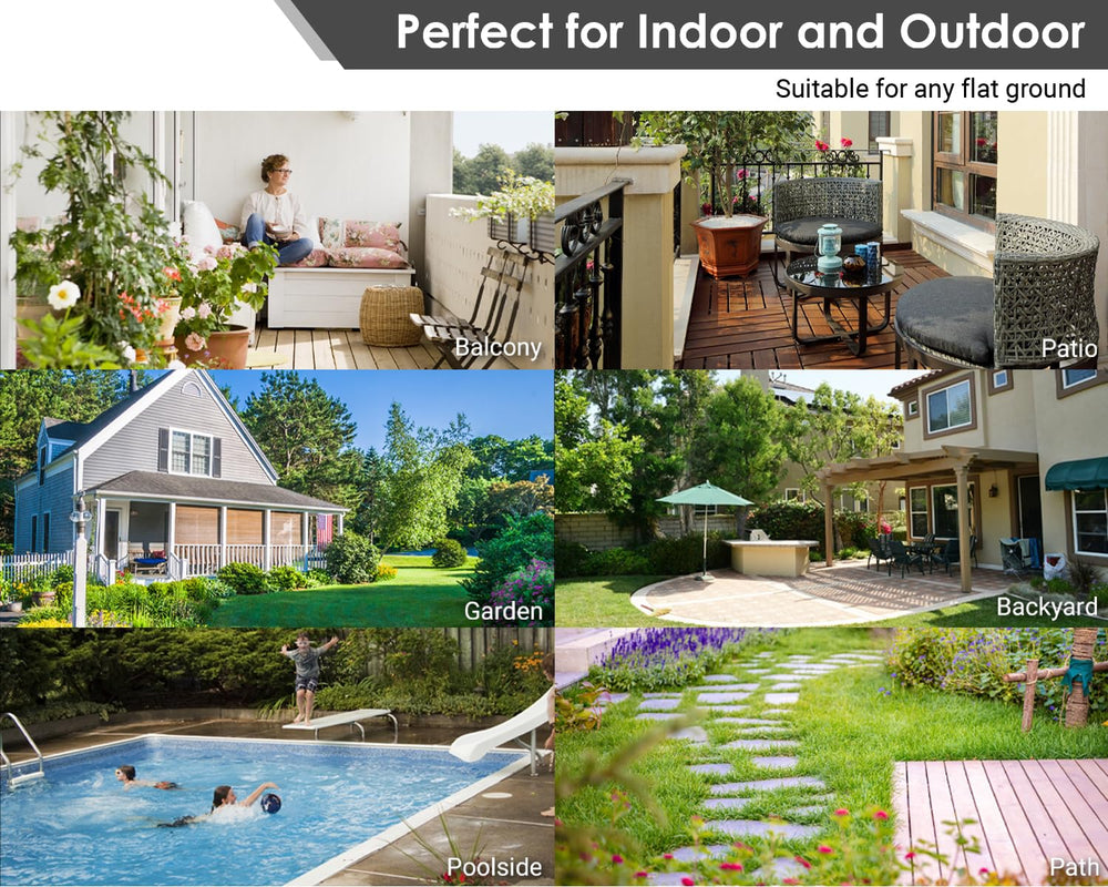 PrimeZone 54 PCS Plastic Interlocking Patio Deck Tiles Outdoor All Weather